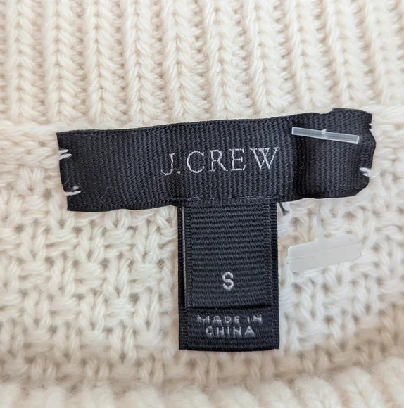 J. Crew Wool Embellished Cable Knit Turtleneck Sweater W/ Lace Detailing Ivory S - Picture 9 of 10